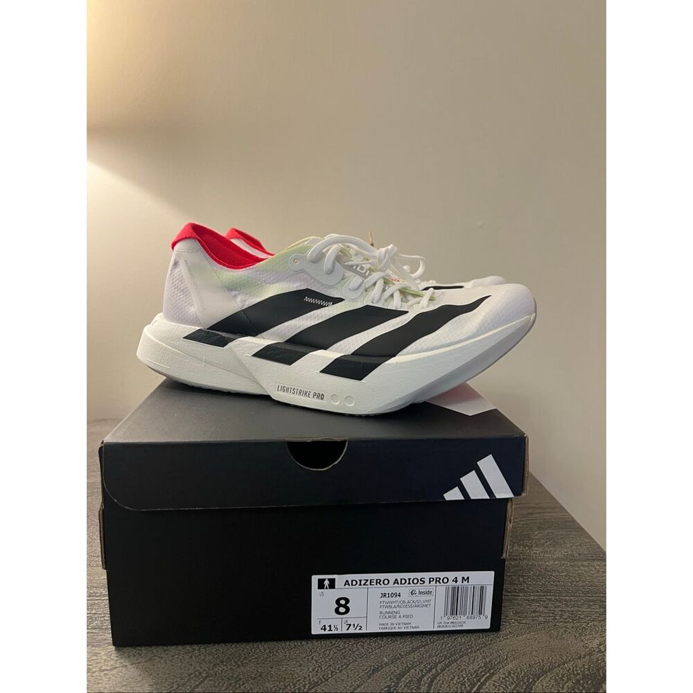 Adidas Adizero Adios Pro 4 Running Shoes Men’s Size 8 White/Black JR1094 NWT